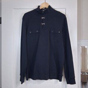 Mark Law Men's Sweater Large Navy Toggle Neck Pullover Casual Knit